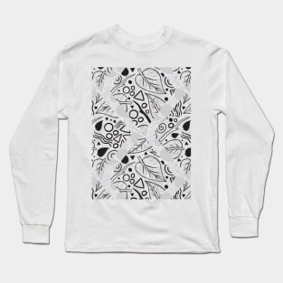 Leaf Doodle Seamless Surface Pattern Design Long Sleeve T-Shirt